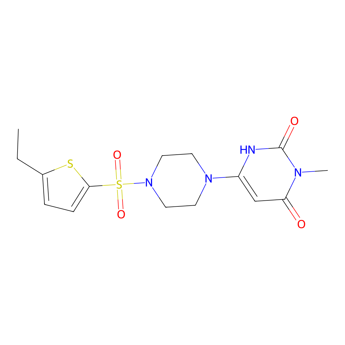 6-{4-[(5-Ethylthiophen-2-yl)sulfonyl]piperazin-1-yl}-3-methyl-1,2,3,4-tetrahydropyrimidine-2,4-dione molecular structure, CAS 2309539-95-3