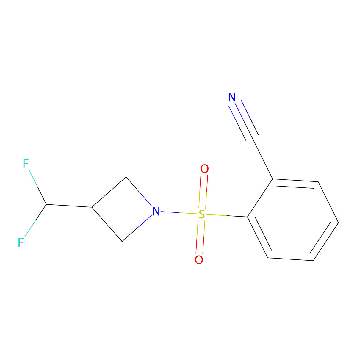 2-((3-(Difluoromethyl)azetidin-1-yl)sulfonyl)benzonitrile molecular structure, CAS 2309540-05-2