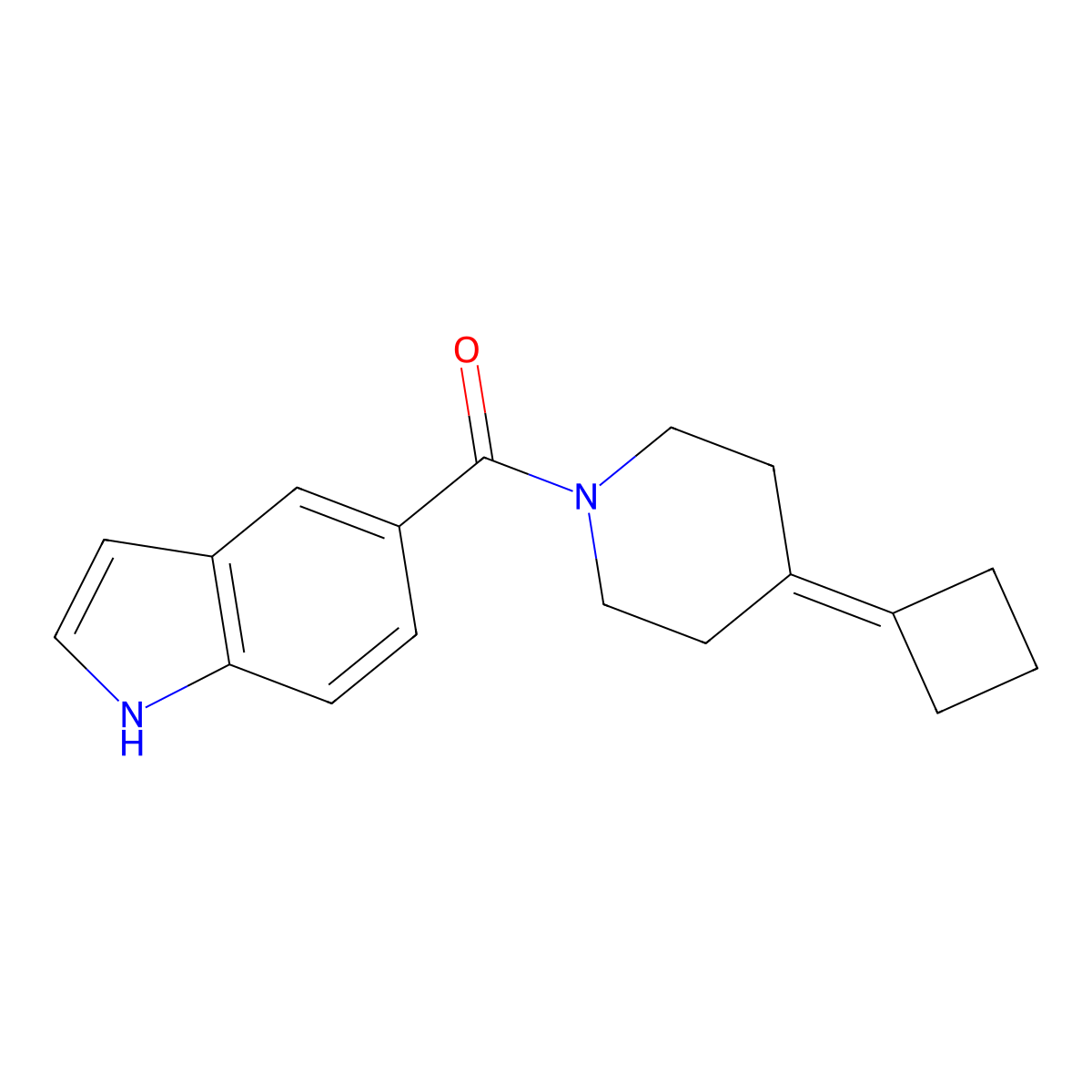 5-(4-cyclobutylidenepiperidine-1-carbonyl)-1H-indole molecular structure, CAS 2309540-11-0