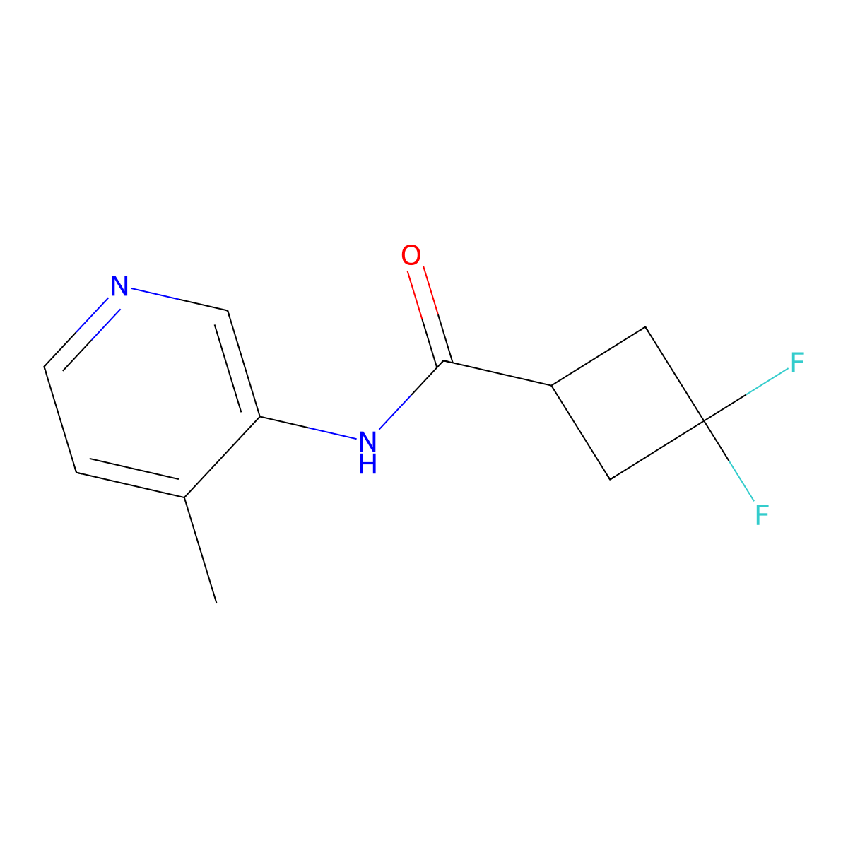 3,3-Difluoro-N-(4-methylpyridin-3-yl)cyclobutane-1-carboxamide molecular structure, CAS 2309541-68-0