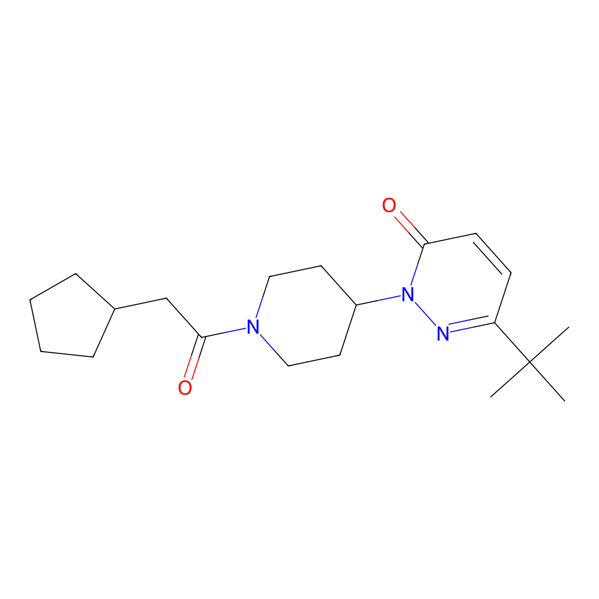 6-Tert-butyl-2-[1-(2-cyclopentylacetyl)piperidin-4-yl]-2,3-dihydropyridazin-3-one molecular structure, CAS 2309541-95-3