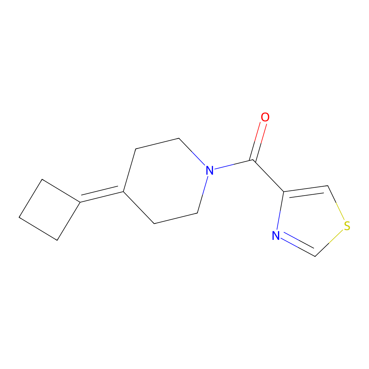 4-Cyclobutylidene-1-(1,3-thiazole-4-carbonyl)piperidine molecular structure, CAS 2309542-66-1