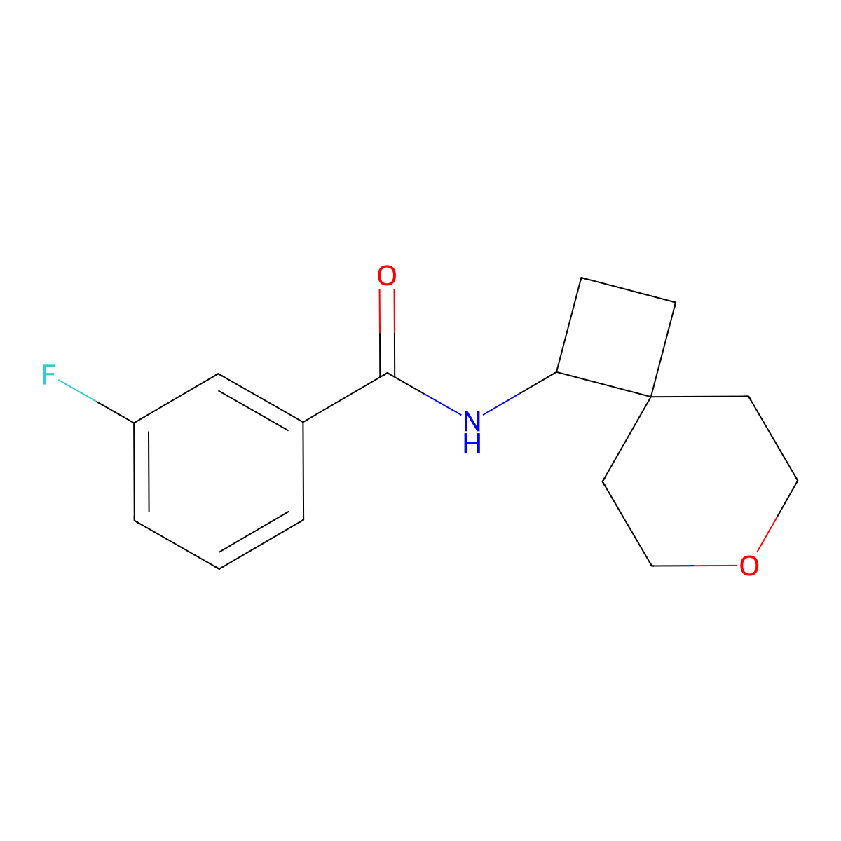 3-fluoro-N-{7-oxaspiro[3.5]nonan-1-yl}benzamide molecular structure, CAS 2309542-77-4