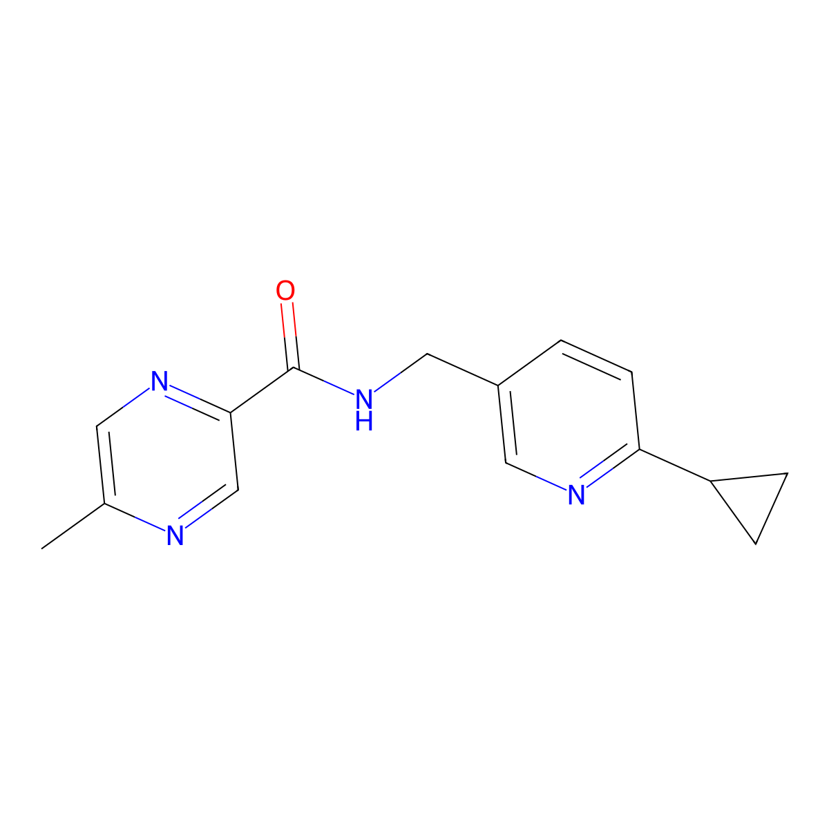 N-[(6-cyclopropylpyridin-3-yl)methyl]-5-methylpyrazine-2-carboxamide molecular structure, CAS 2309551-14-0