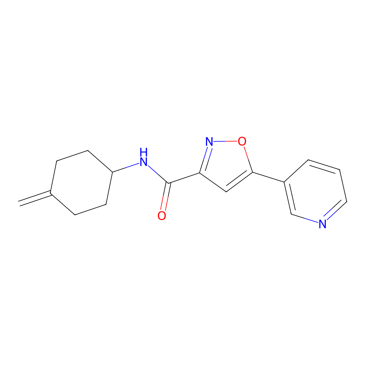 N-(4-methylidenecyclohexyl)-5-(pyridin-3-yl)-1,2-oxazole-3-carboxamide molecular structure, CAS 2309551-69-5
