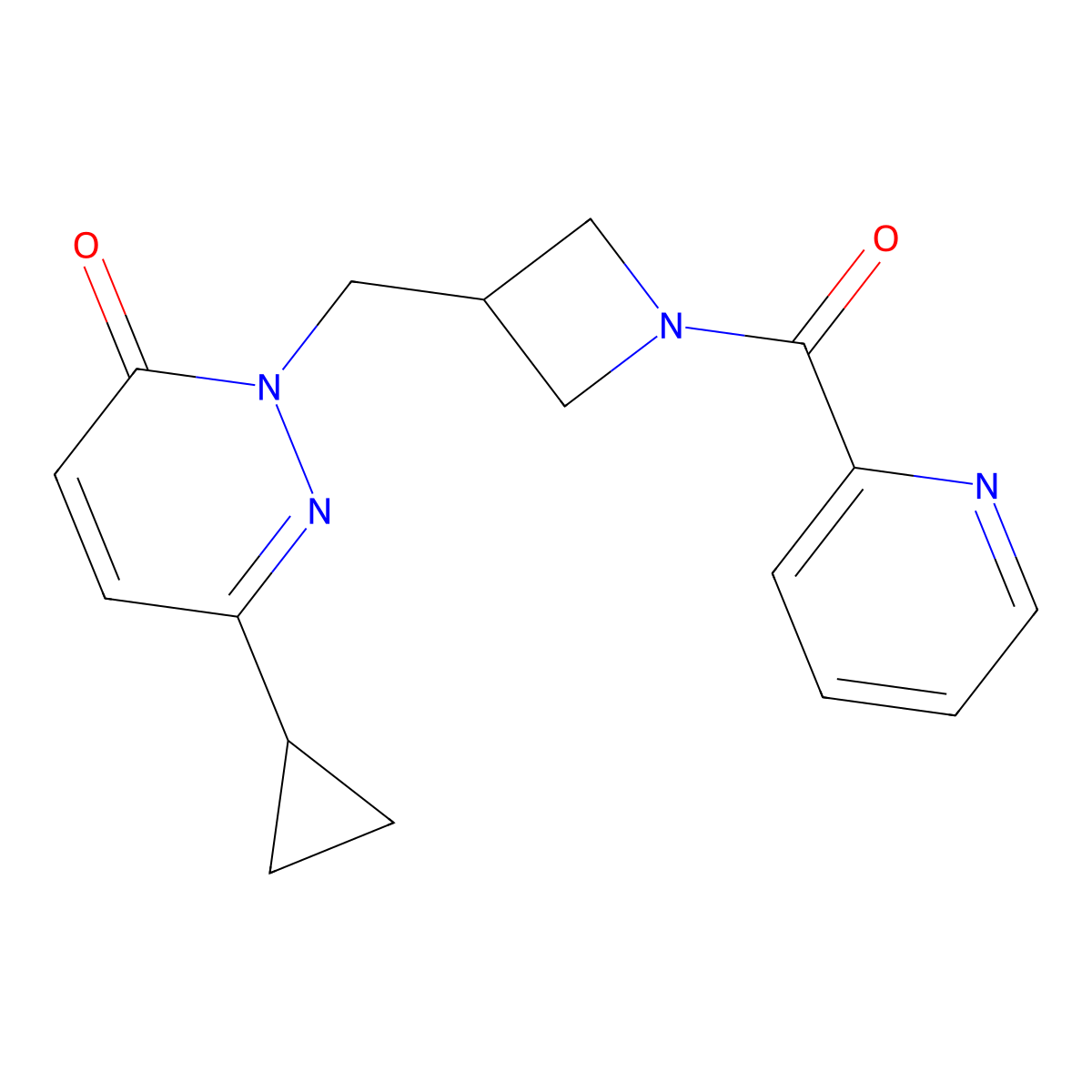 6-Cyclopropyl-2-{[1-(pyridine-2-carbonyl)azetidin-3-yl]methyl}-2,3-dihydropyridazin-3-one molecular structure, CAS 2309551-81-1