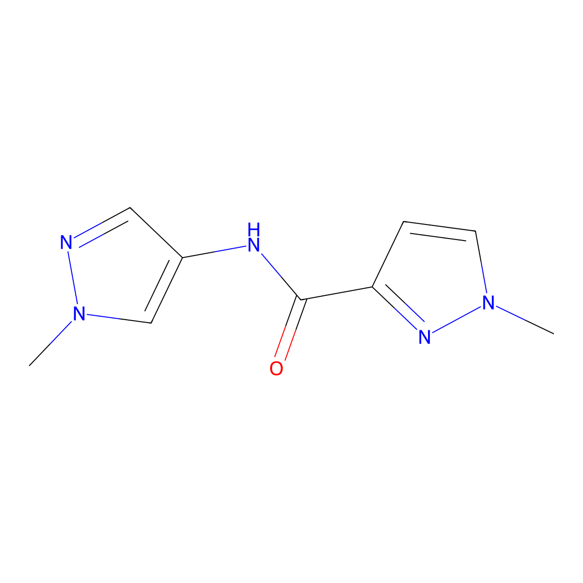 1-methyl-N-(1-methyl-1H-pyrazol-4-yl)-1H-pyrazole-3-carboxamide molecular structure, CAS 2309551-95-7