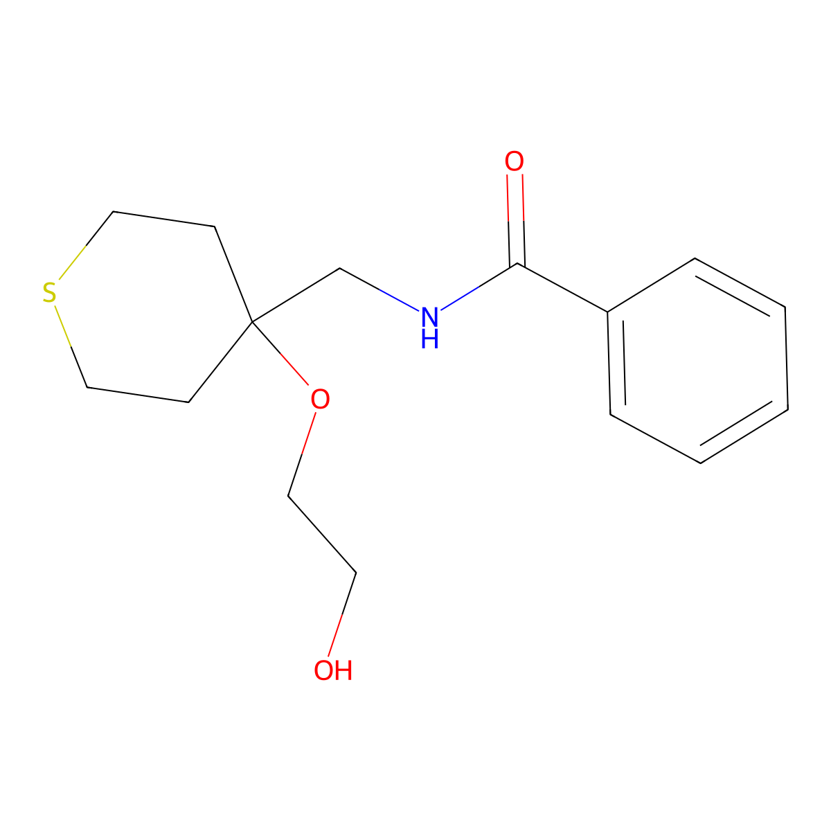 N-{[4-(2-hydroxyethoxy)thian-4-yl]methyl}benzamide molecular structure, CAS 2309552-01-8