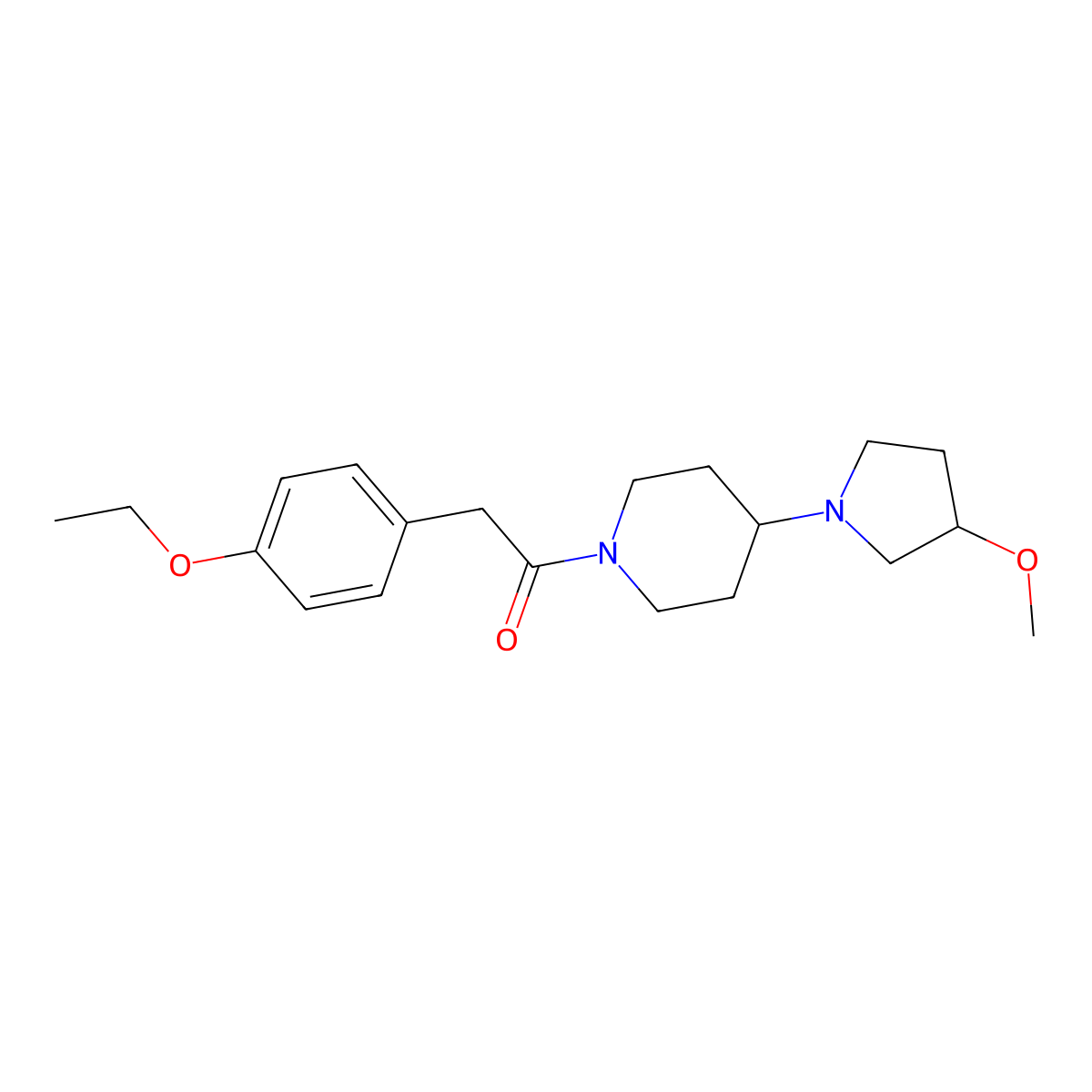2-(4-Ethoxyphenyl)-1-[4-(3-methoxypyrrolidin-1-yl)piperidin-1-yl]ethan-1-one molecular structure, CAS 2309552-08-5
