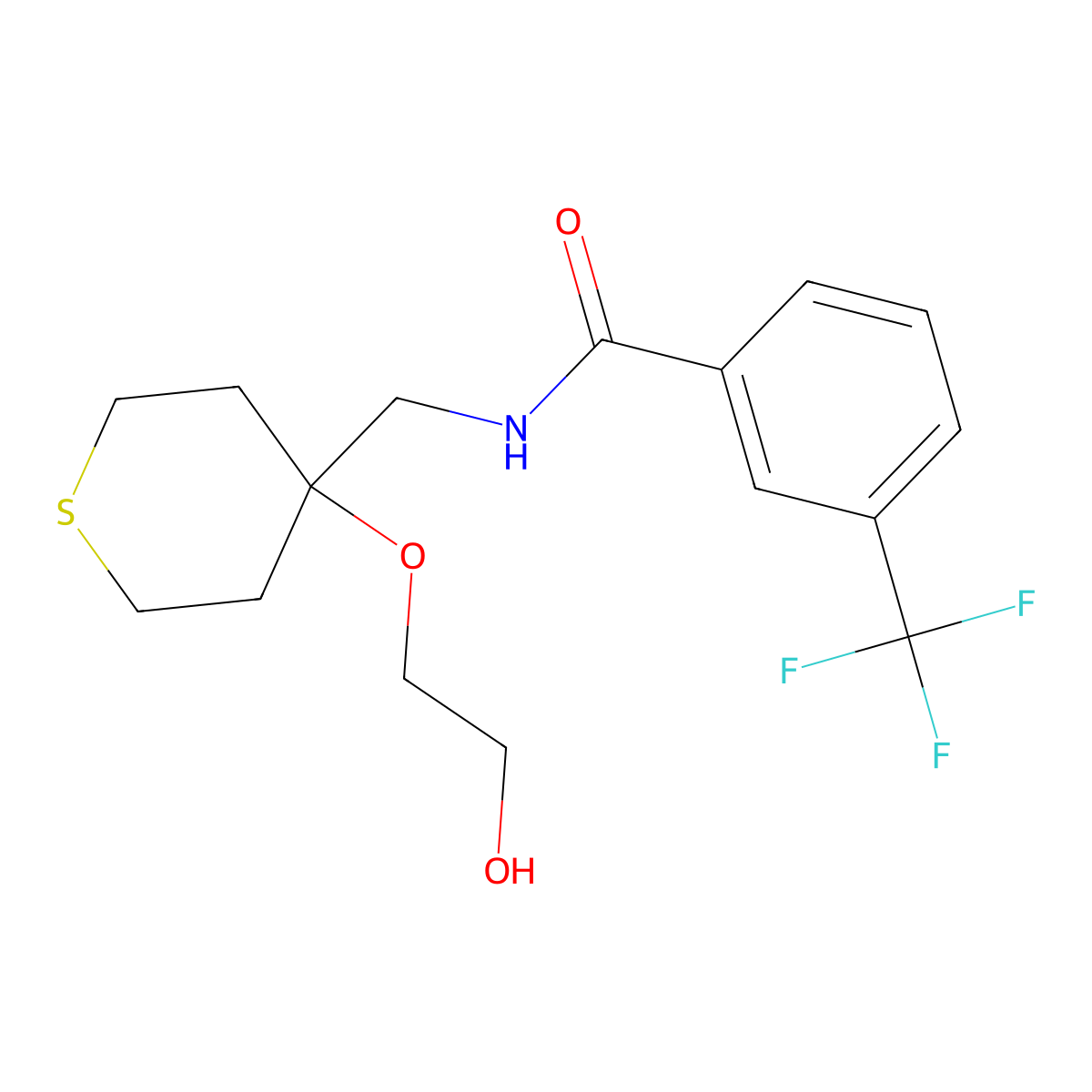 N-{[4-(2-hydroxyethoxy)thian-4-yl]methyl}-3-(trifluoromethyl)benzamide molecular structure, CAS 2309552-20-1