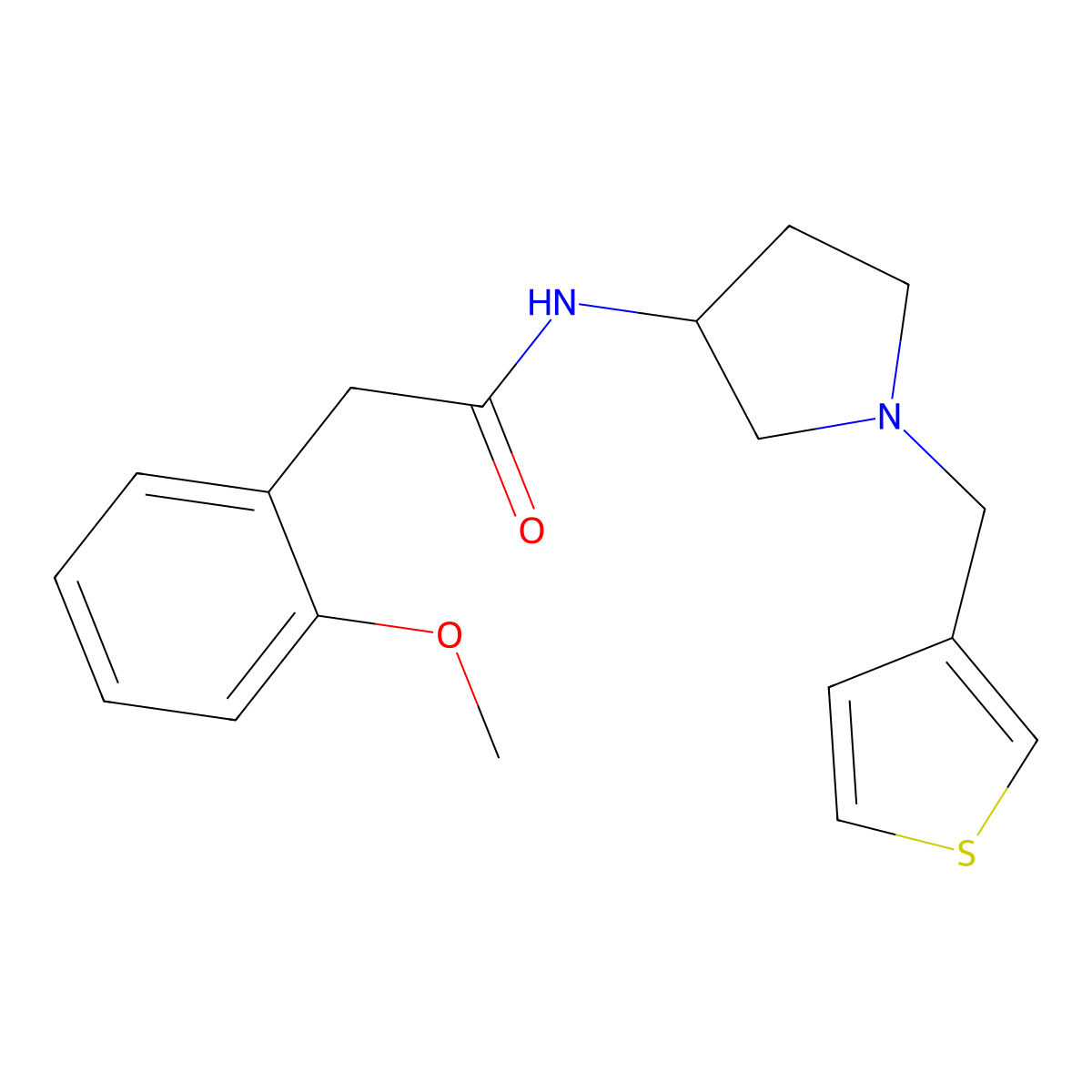 2-(2-methoxyphenyl)-N-(1-(thiophen-3-ylmethyl)pyrrolidin-3-yl)acetamide molecular structure, CAS 2309552-31-4