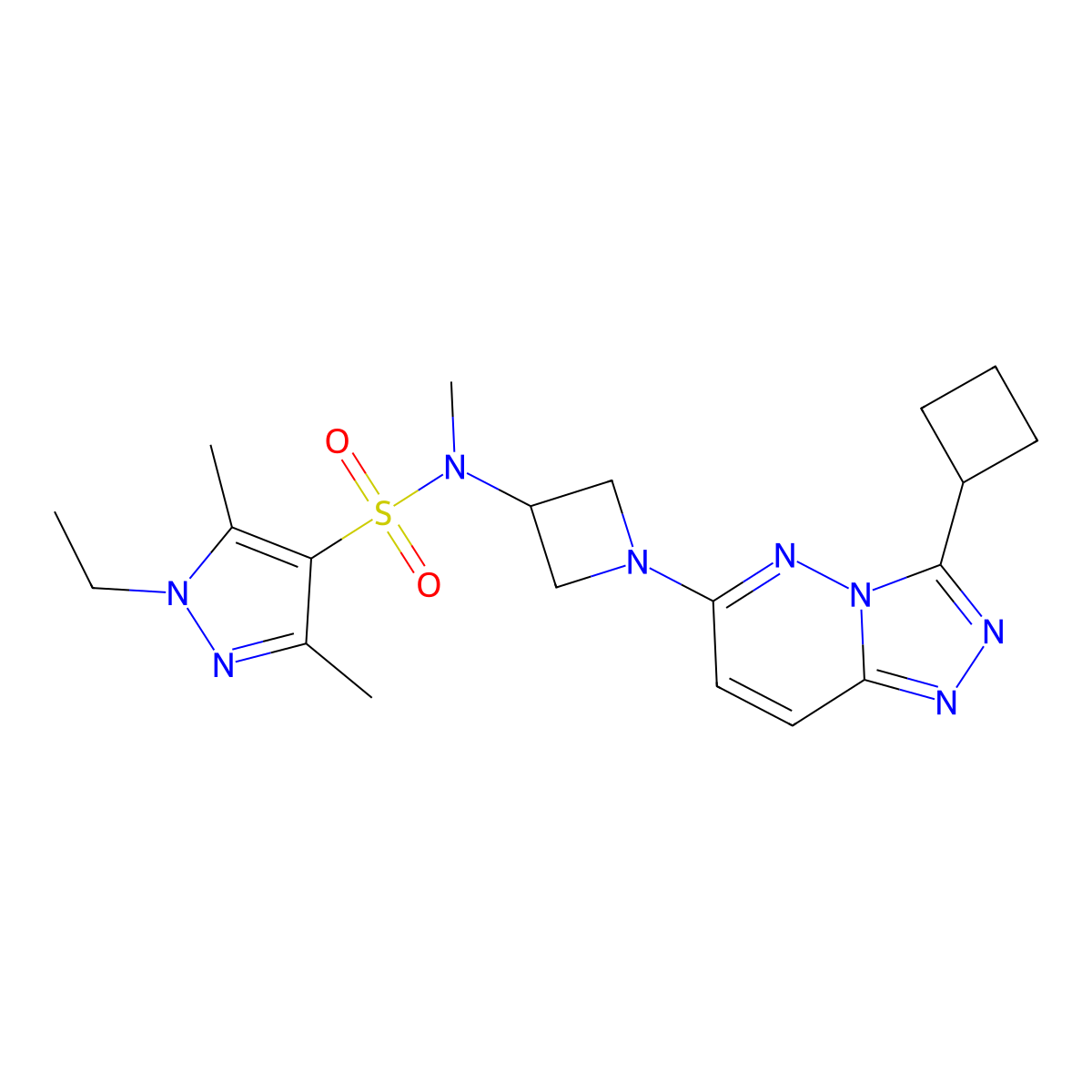N-(1-{3-cyclobutyl-[1,2,4]triazolo[4,3-b]pyridazin-6-yl}azetidin-3-yl)-1-ethyl-N,3,5-trimethyl-1H-pyrazole-4-sulfonamide molecular structure, CAS 2309552-41-6
