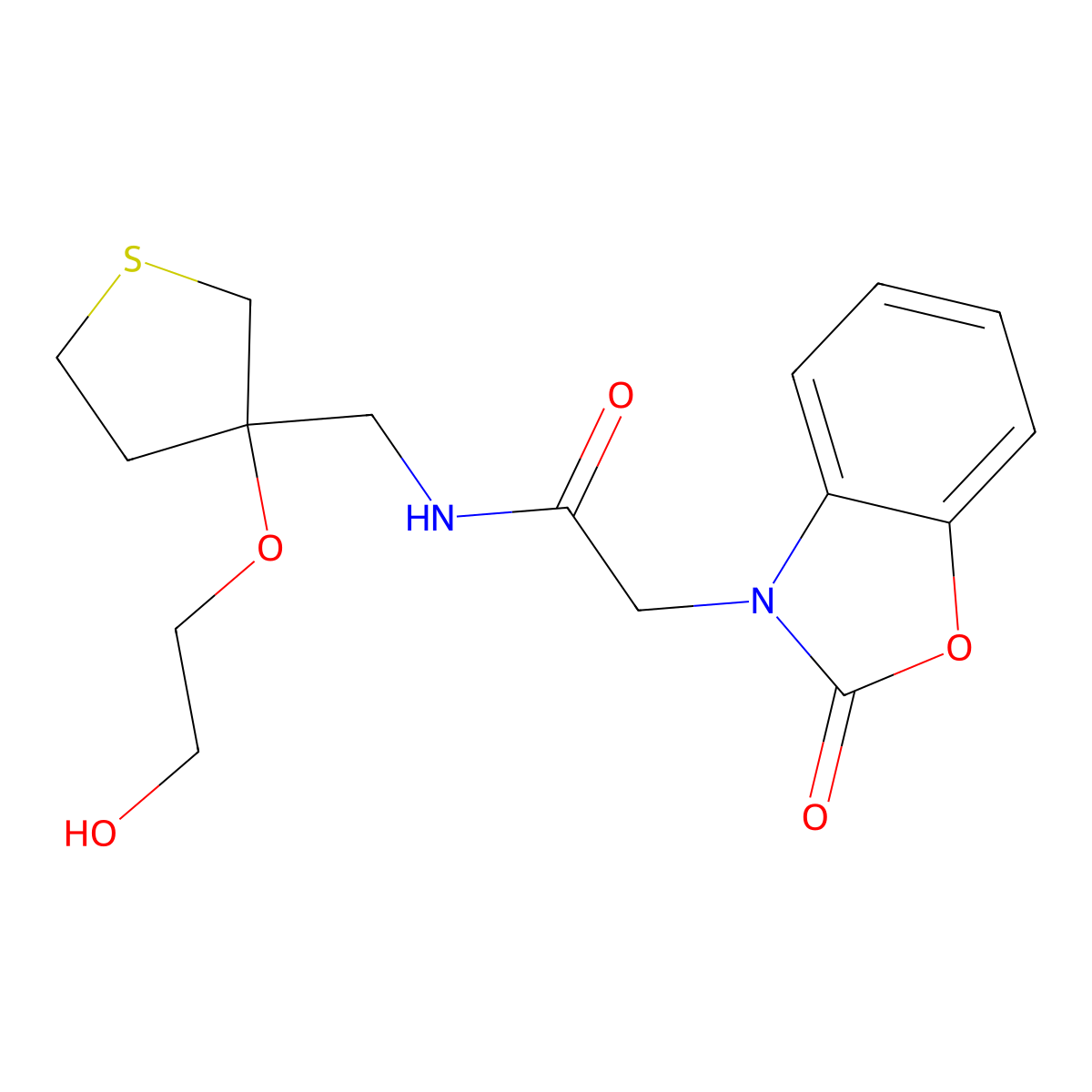 N-{[3-(2-hydroxyethoxy)thiolan-3-yl]methyl}-2-(2-oxo-2,3-dihydro-1,3-benzoxazol-3-yl)acetamide molecular structure, CAS 2309552-47-2