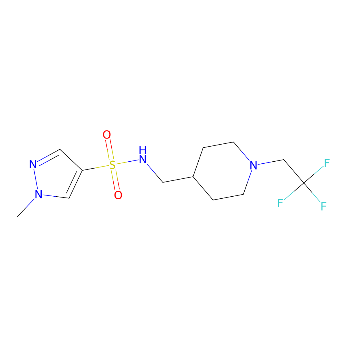 1-methyl-N-{[1-(2,2,2-trifluoroethyl)piperidin-4-yl]methyl}-1H-pyrazole-4-sulfonamide molecular structure, CAS 2309552-51-8