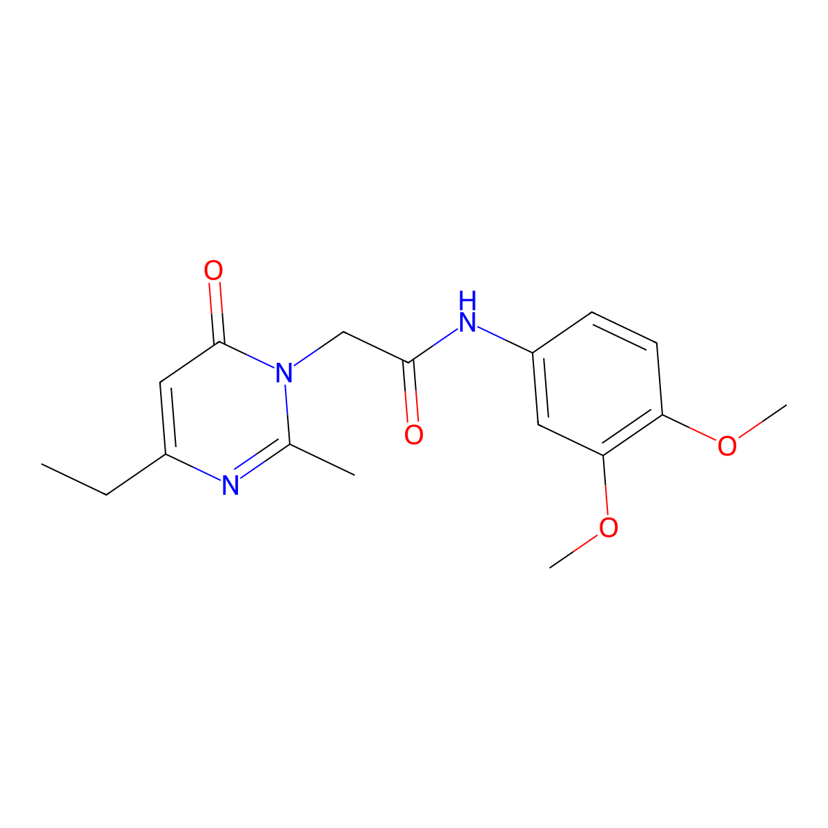 N-(3,4-dimethoxyphenyl)-2-(4-ethyl-2-methyl-6-oxo-1,6-dihydropyrimidin-1-yl)acetamide molecular structure, CAS 2309552-55-2