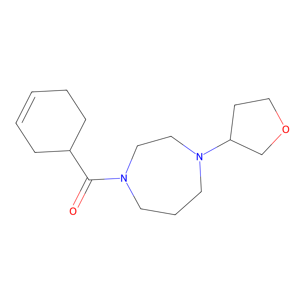 1-(Cyclohex-3-ene-1-carbonyl)-4-(oxolan-3-yl)-1,4-diazepane molecular structure, CAS 2309552-63-2