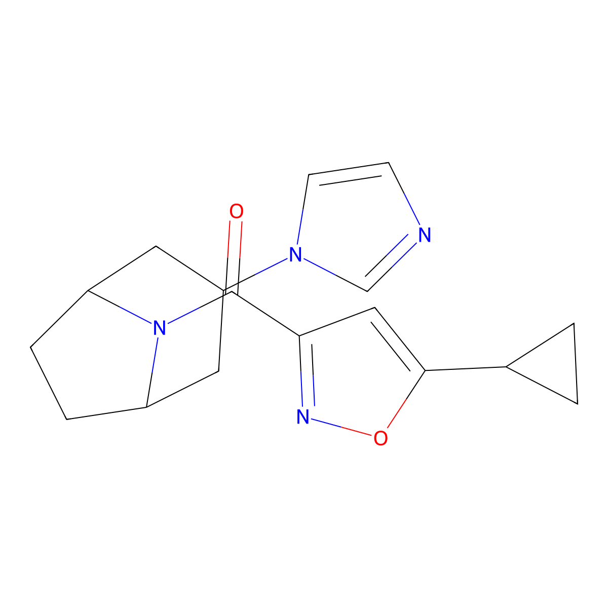 8-(5-cyclopropyl-1,2-oxazole-3-carbonyl)-3-(1H-imidazol-1-yl)-8-azabicyclo[3.2.1]octane molecular structure, CAS 2309552-73-4