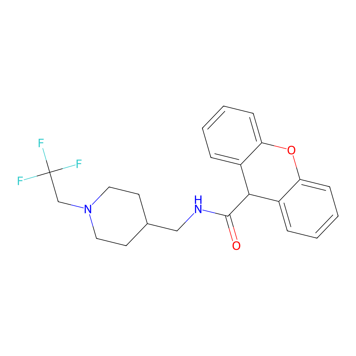 N-{[1-(2,2,2-trifluoroethyl)piperidin-4-yl]methyl}-9H-xanthene-9-carboxamide molecular structure, CAS 2309552-85-8