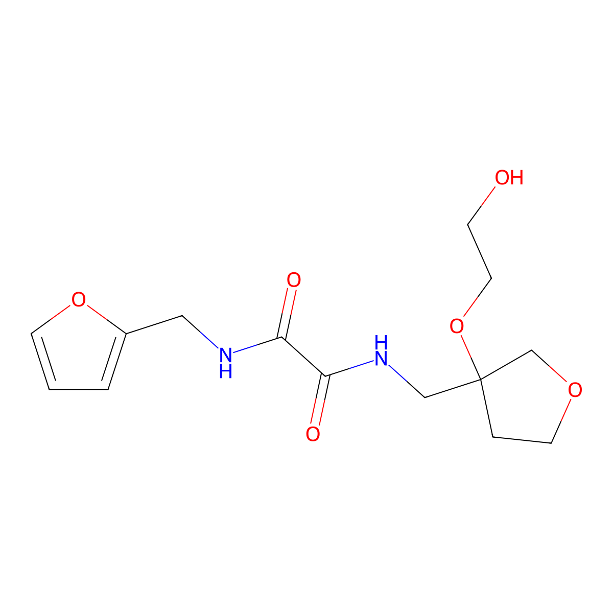 N1-(furan-2-ylmethyl)-N2-((3-(2-hydroxyethoxy)tetrahydrofuran-3-yl)methyl)oxalamide molecular structure, CAS 2309553-02-2