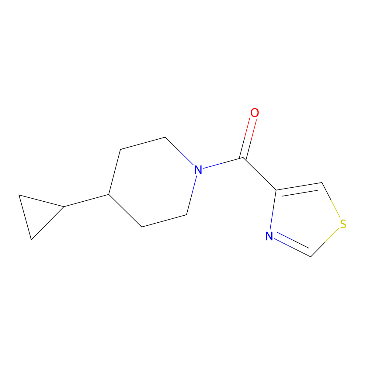 4-Cyclopropyl-1-(1,3-thiazole-4-carbonyl)piperidine molecular structure, CAS 2309553-07-7