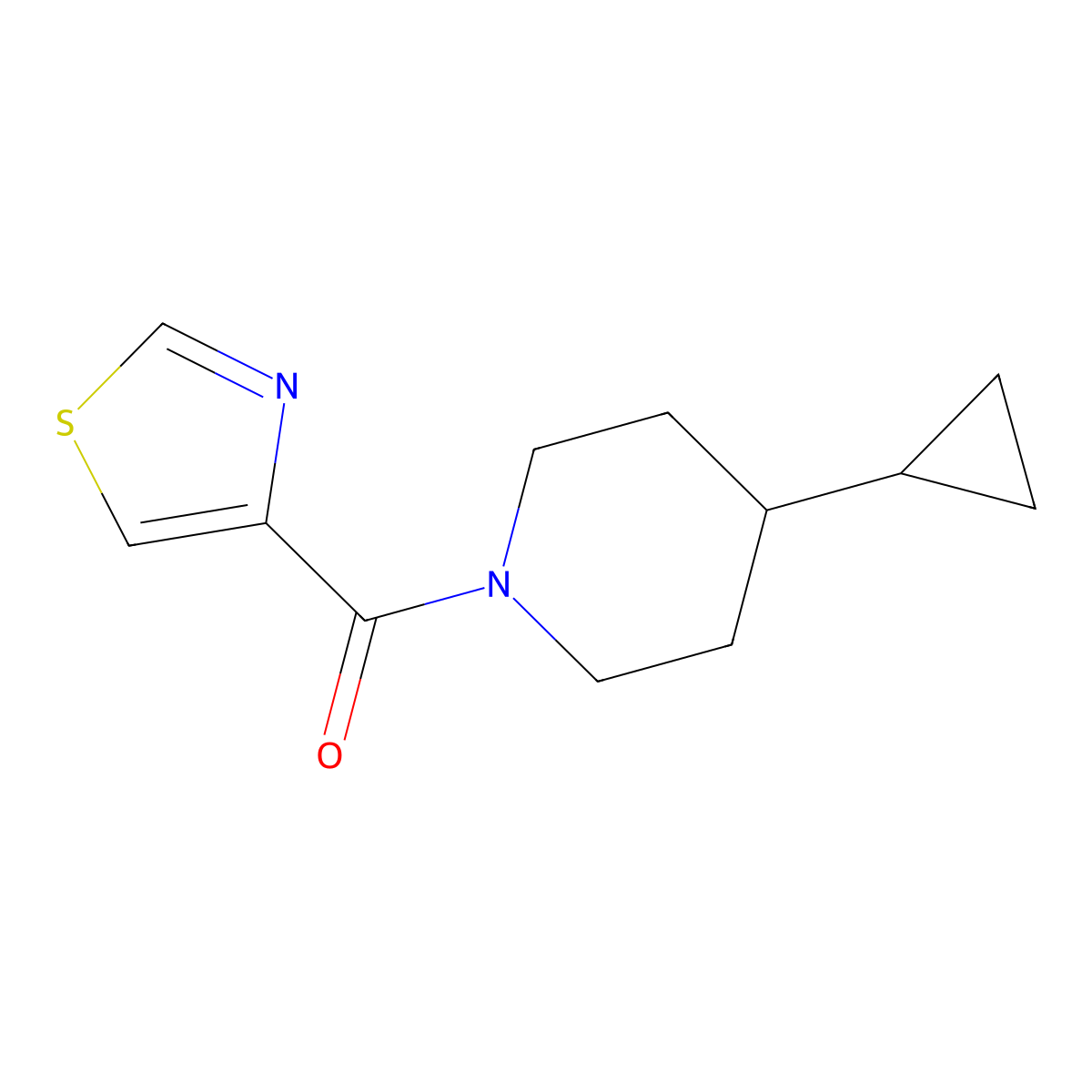 4-Cyclopropyl-1-(1,3-thiazole-4-carbonyl)piperidine molecular structure, CAS 2309553-07-7