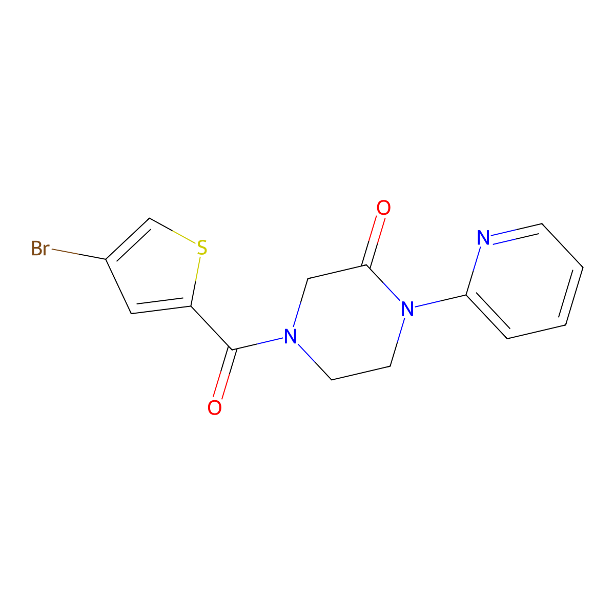 4-(4-Bromothiophene-2-carbonyl)-1-(pyridin-2-yl)piperazin-2-one molecular structure, CAS 2309553-20-4