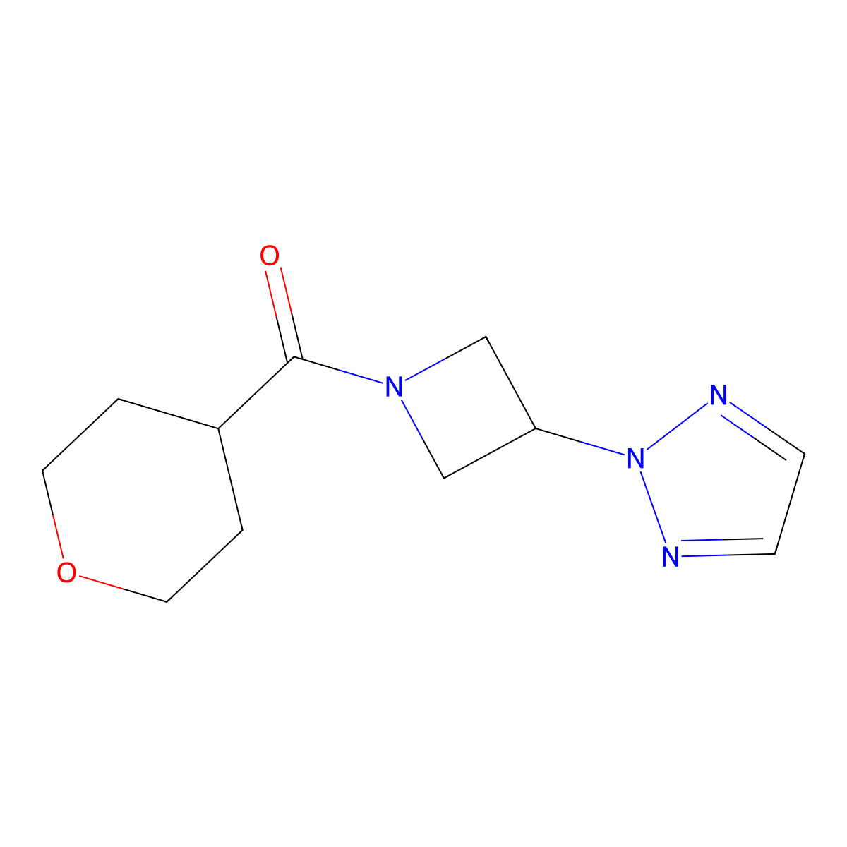 2-[1-(oxane-4-carbonyl)azetidin-3-yl]-2H-1,2,3-triazole molecular structure, CAS 2309553-32-8