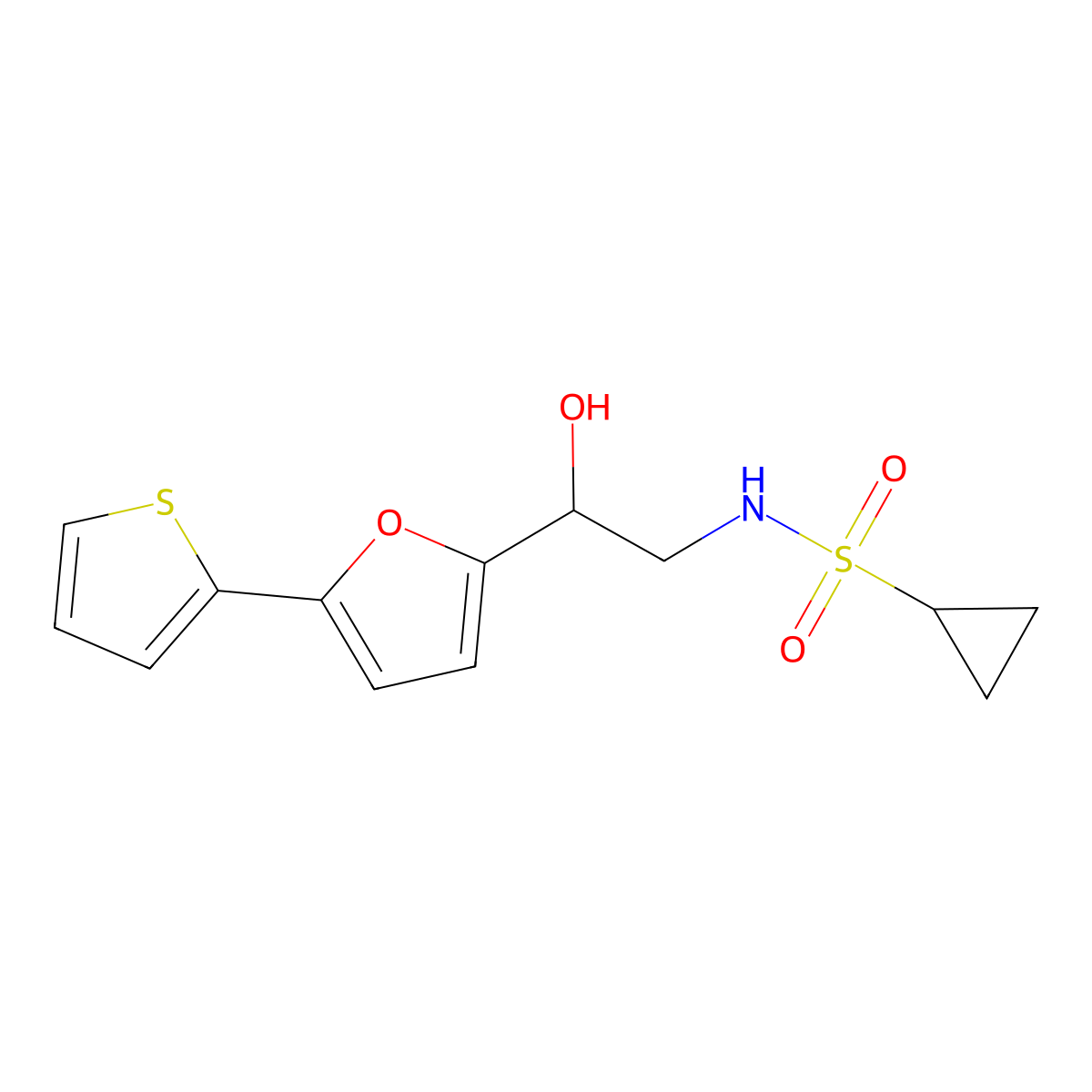 N-{2-hydroxy-2-[5-(thiophen-2-yl)furan-2-yl]ethyl}cyclopropanesulfonamide molecular structure, CAS 2309553-35-1