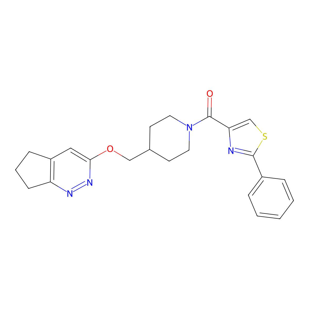 4-({5H,6H,7H-cyclopenta[c]pyridazin-3-yloxy}methyl)-1-(2-phenyl-1,3-thiazole-4-carbonyl)piperidine molecular structure, CAS 2309553-45-3