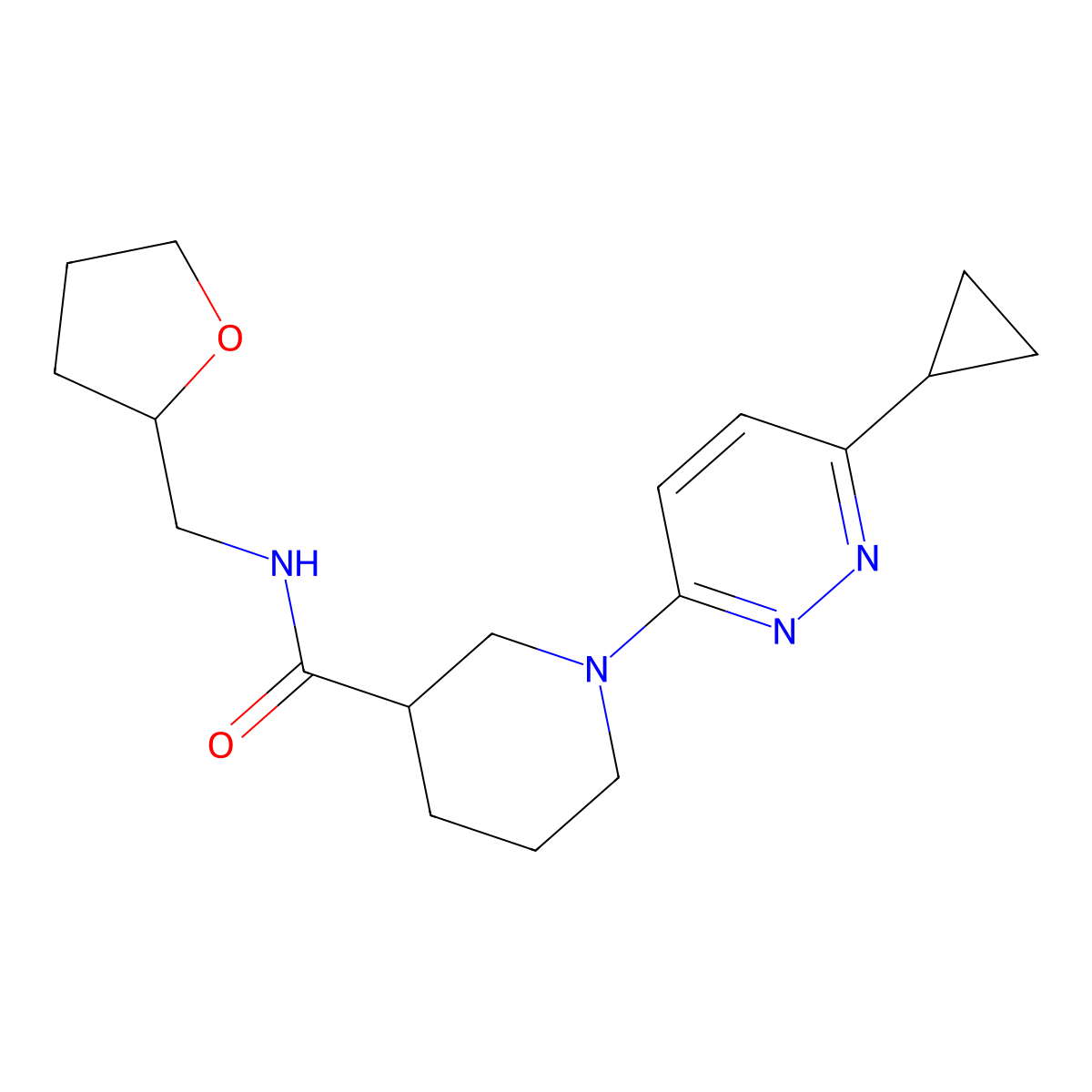 1-(6-cyclopropylpyridazin-3-yl)-N-[(oxolan-2-yl)methyl]piperidine-3-carboxamide molecular structure, CAS 2309553-65-7