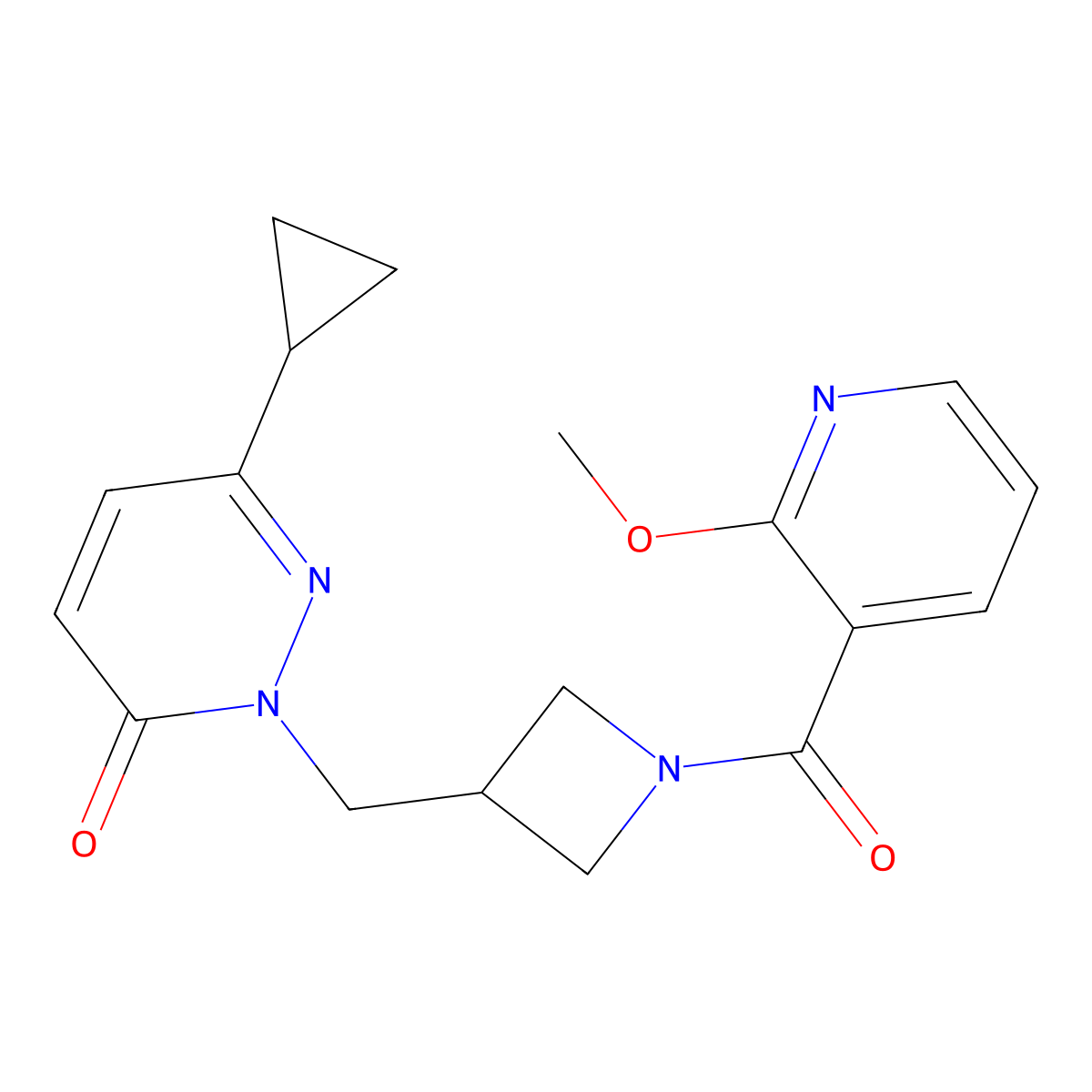 6-Cyclopropyl-2-{[1-(2-methoxypyridine-3-carbonyl)azetidin-3-yl]methyl}-2,3-dihydropyridazin-3-one molecular structure, CAS 2309553-74-8