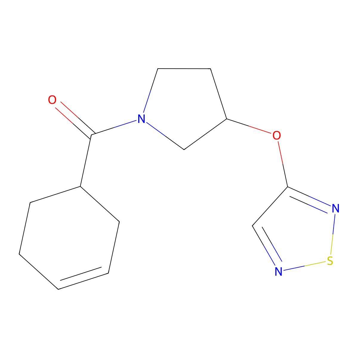 3-{[1-(Cyclohex-3-ene-1-carbonyl)pyrrolidin-3-yl]oxy}-1,2,5-thiadiazole molecular structure, CAS 2309553-76-0