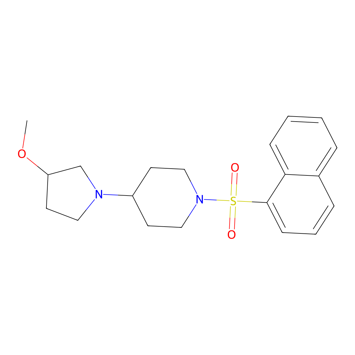 4-(3-Methoxypyrrolidin-1-yl)-1-(naphthalene-1-sulfonyl)piperidine molecular structure, CAS 2309553-77-1