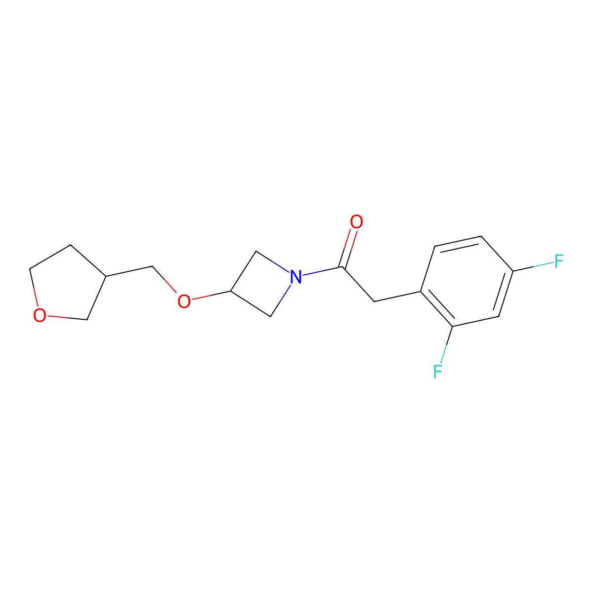 2-(2,4-Difluorophenyl)-1-(3-((tetrahydrofuran-3-yl)methoxy)azetidin-1-yl)ethan-1-one molecular structure, CAS 2309553-80-6