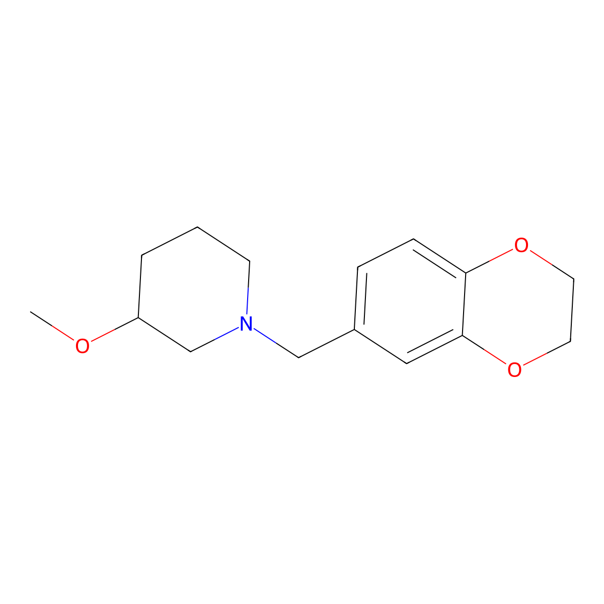 1-[(2,3-Dihydro-1,4-benzodioxin-6-yl)methyl]-3-methoxypiperidine molecular structure, CAS 2309553-84-0