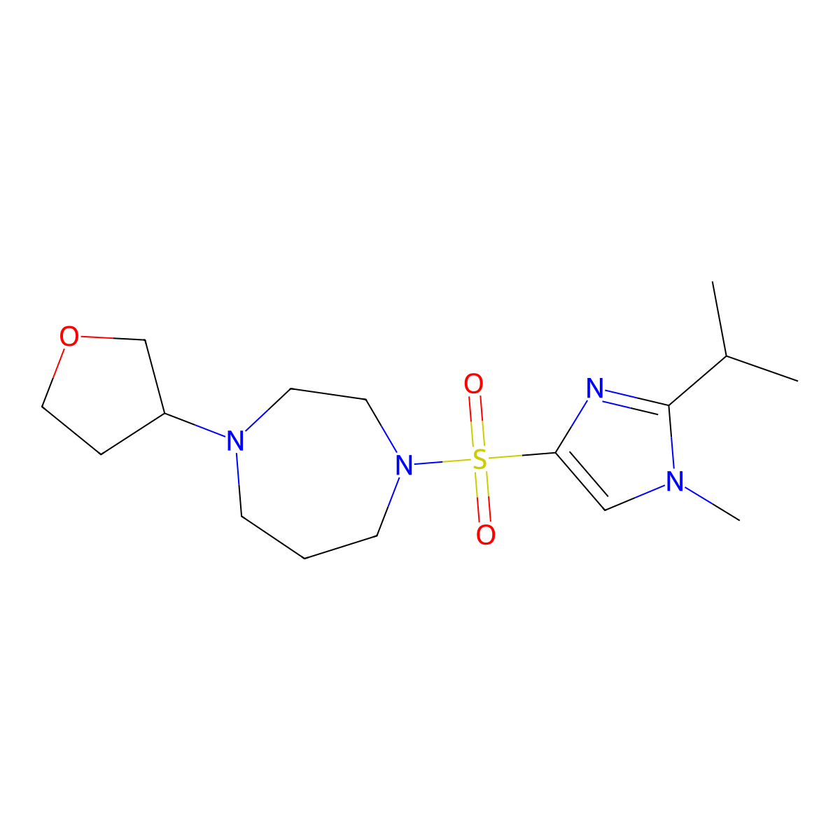 1-((2-isopropyl-1-methyl-1H-imidazol-4-yl)sulfonyl)-4-(tetrahydrofuran-3-yl)-1,4-diazepane molecular structure, CAS 2309553-86-2