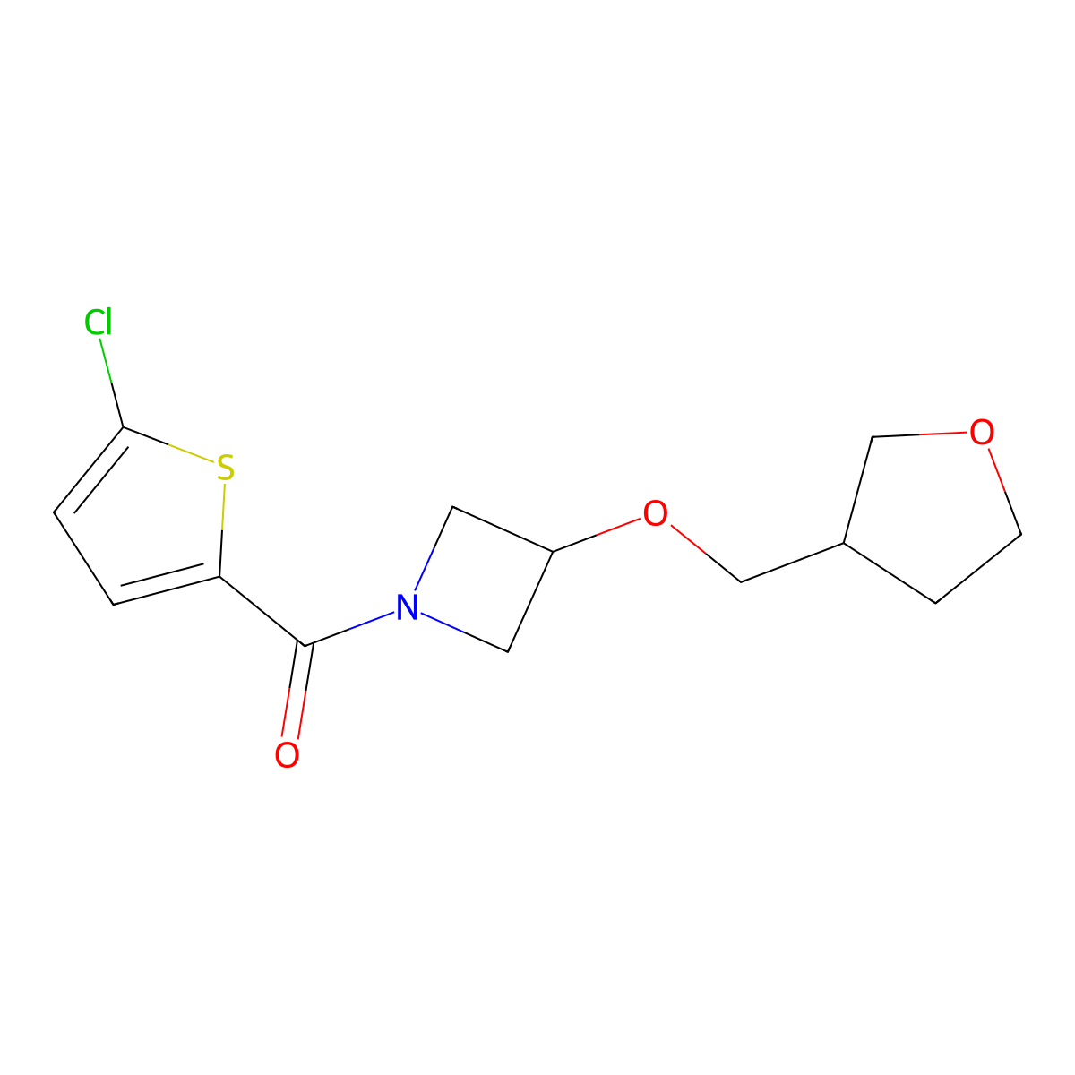 1-(5-Chlorothiophene-2-carbonyl)-3-[(oxolan-3-yl)methoxy]azetidine molecular structure, CAS 2309553-89-5