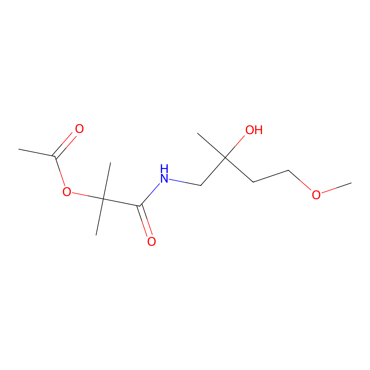 1-((2-Hydroxy-4-methoxy-2-methylbutyl)amino)-2-methyl-1-oxopropan-2-yl acetate molecular structure, CAS 2309553-92-0