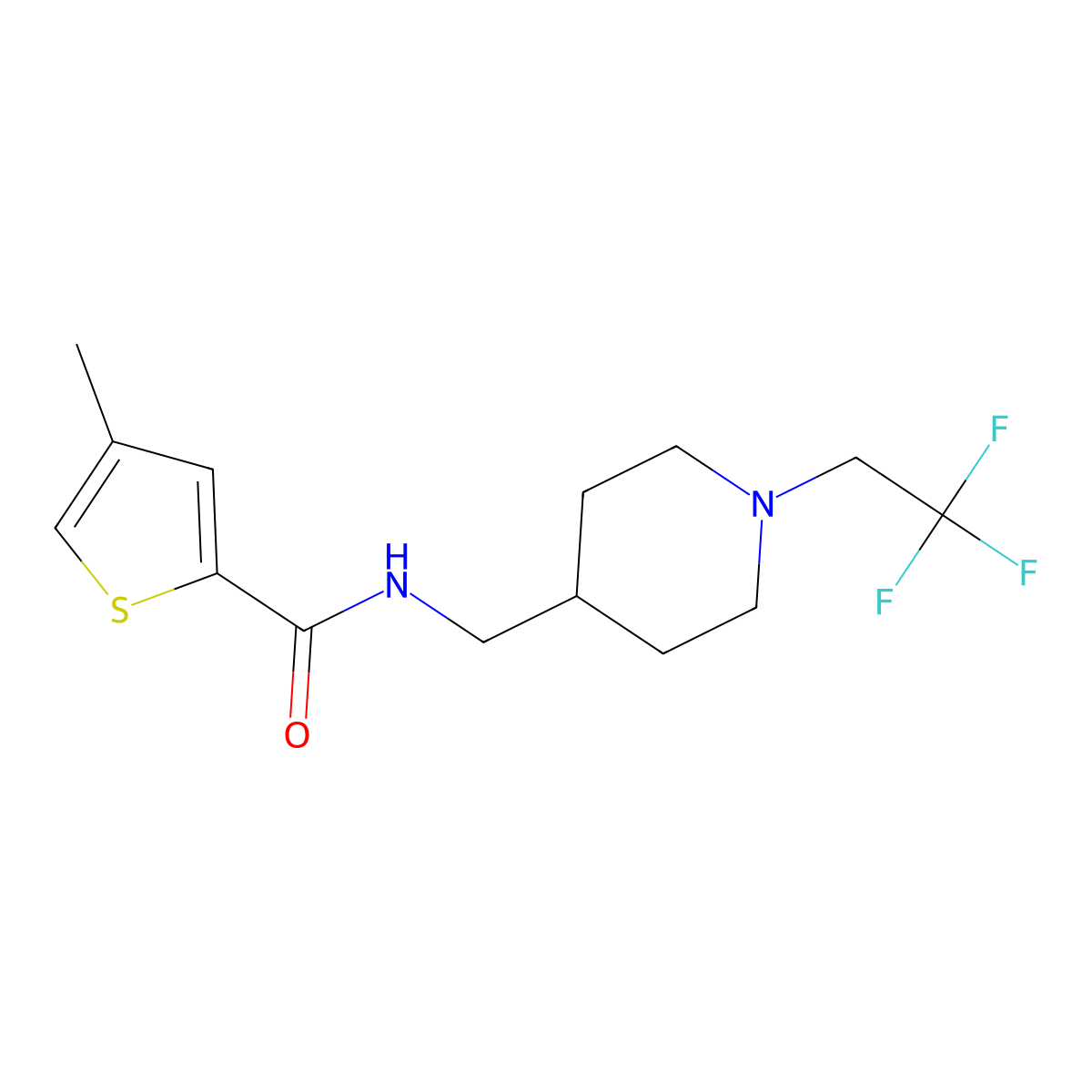 4-methyl-N-{[1-(2,2,2-trifluoroethyl)piperidin-4-yl]methyl}thiophene-2-carboxamide molecular structure, CAS 2309553-96-4