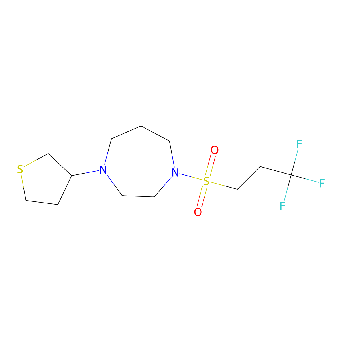 1-(Thiolan-3-yl)-4-(3,3,3-trifluoropropanesulfonyl)-1,4-diazepane molecular structure, CAS 2309554-02-5