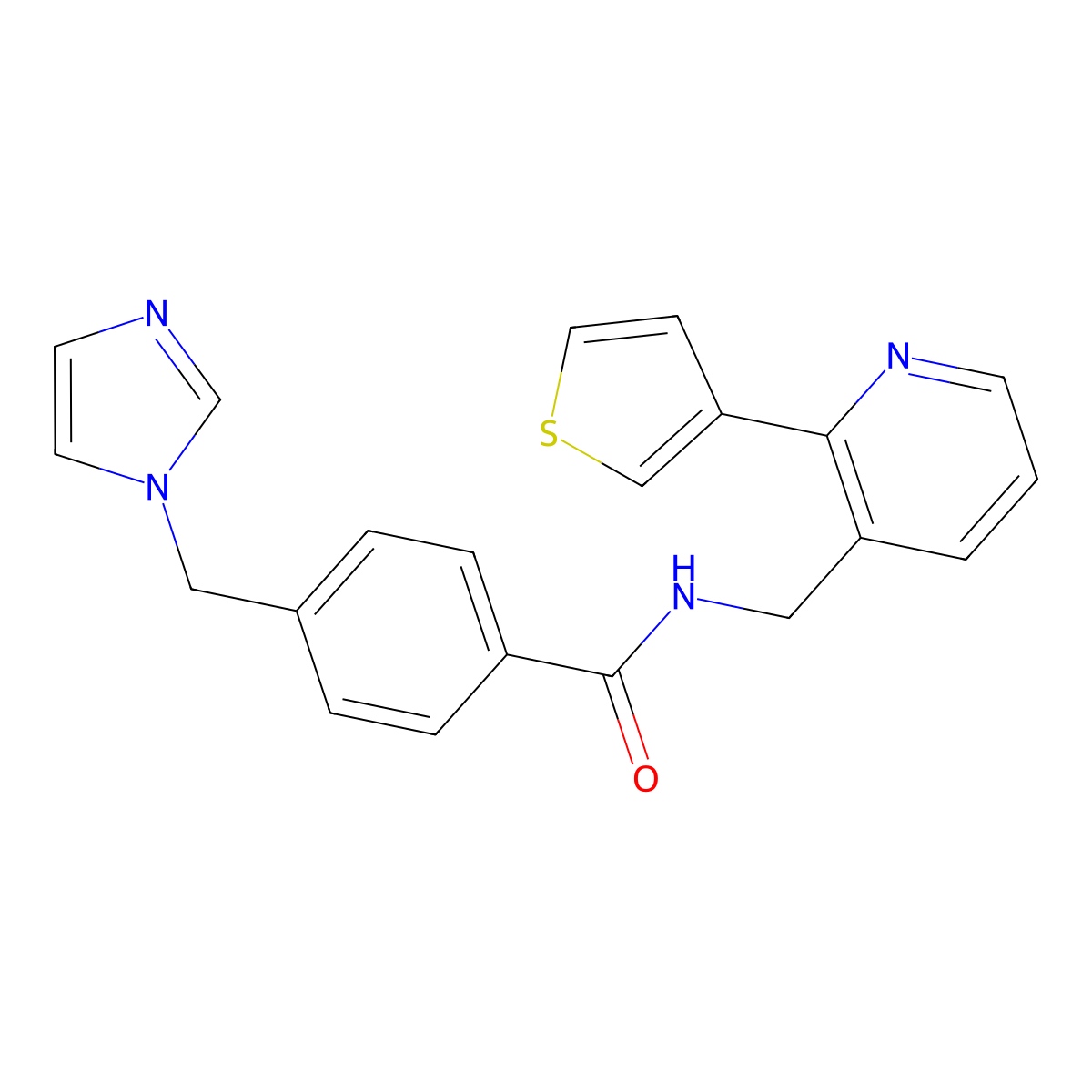 4-[(1H-imidazol-1-yl)methyl]-N-{[2-(thiophen-3-yl)pyridin-3-yl]methyl}benzamide molecular structure, CAS 2309554-05-8