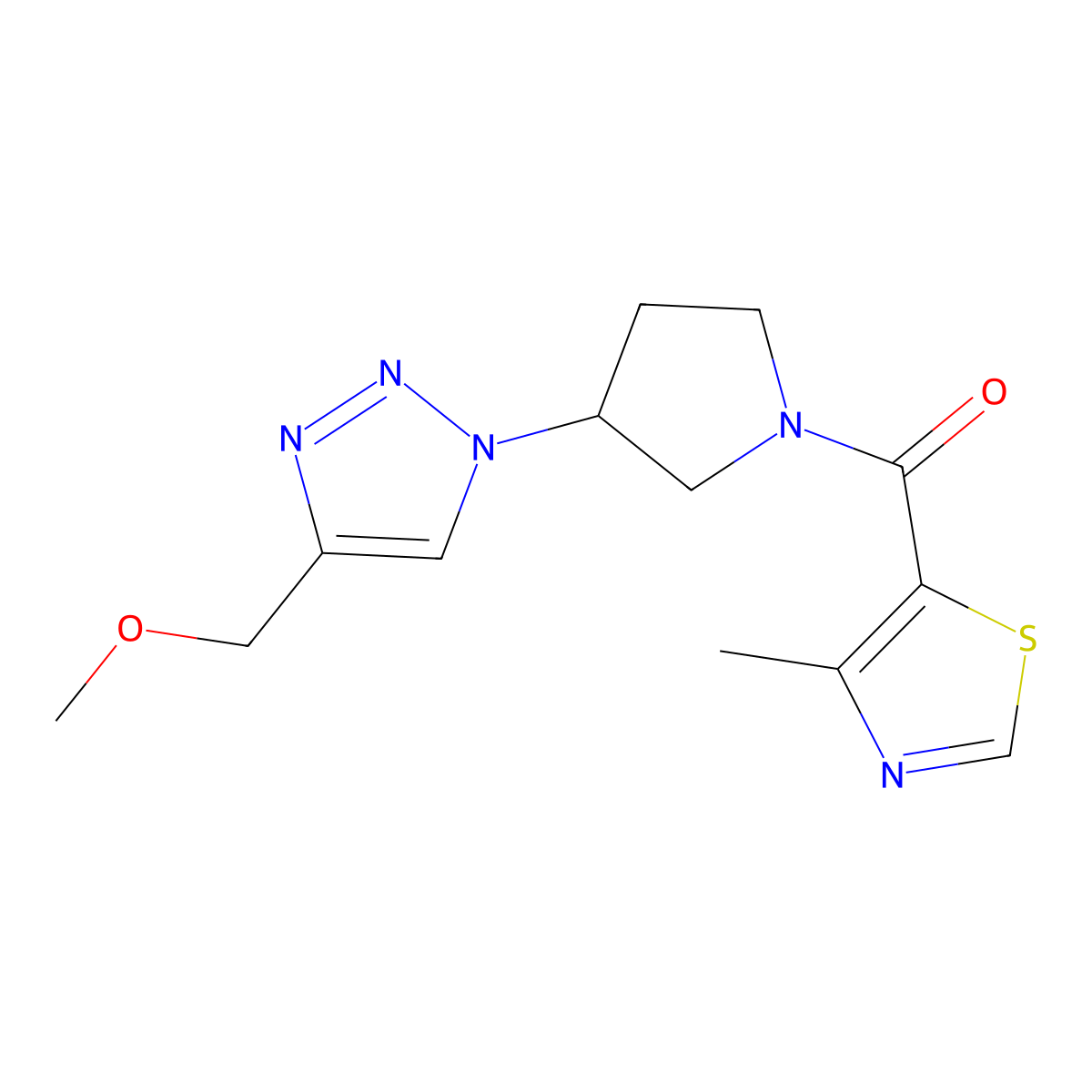4-(methoxymethyl)-1-[1-(4-methyl-1,3-thiazole-5-carbonyl)pyrrolidin-3-yl]-1H-1,2,3-triazole molecular structure, CAS 2309554-11-6