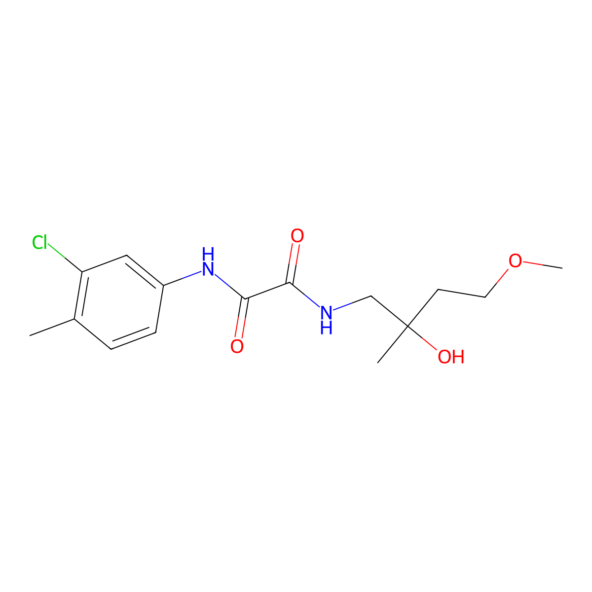 N'-(3-chloro-4-methylphenyl)-N-(2-hydroxy-4-methoxy-2-methylbutyl)ethanediamide molecular structure, CAS 2309554-13-8