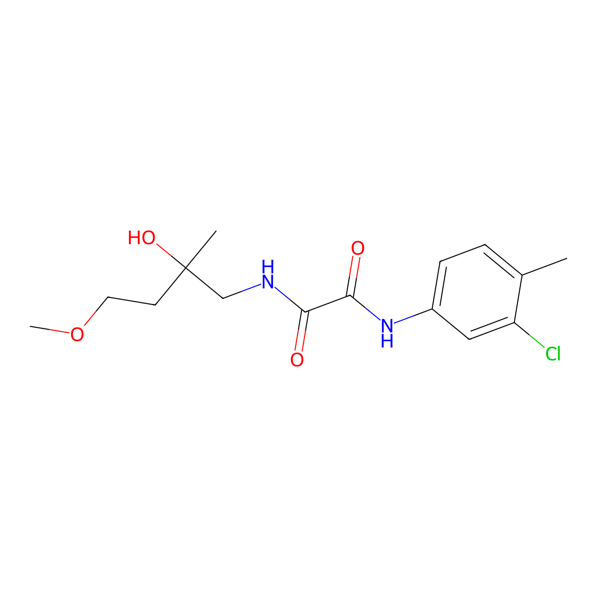 N'-(3-chloro-4-methylphenyl)-N-(2-hydroxy-4-methoxy-2-methylbutyl)ethanediamide molecular structure, CAS 2309554-13-8