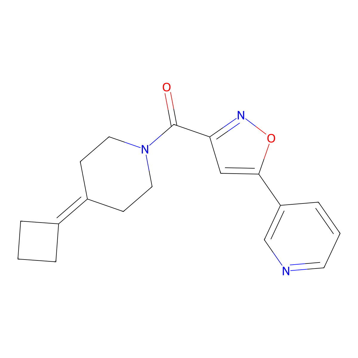 3-[3-(4-Cyclobutylidenepiperidine-1-carbonyl)-1,2-oxazol-5-yl]pyridine molecular structure, CAS 2309554-16-1