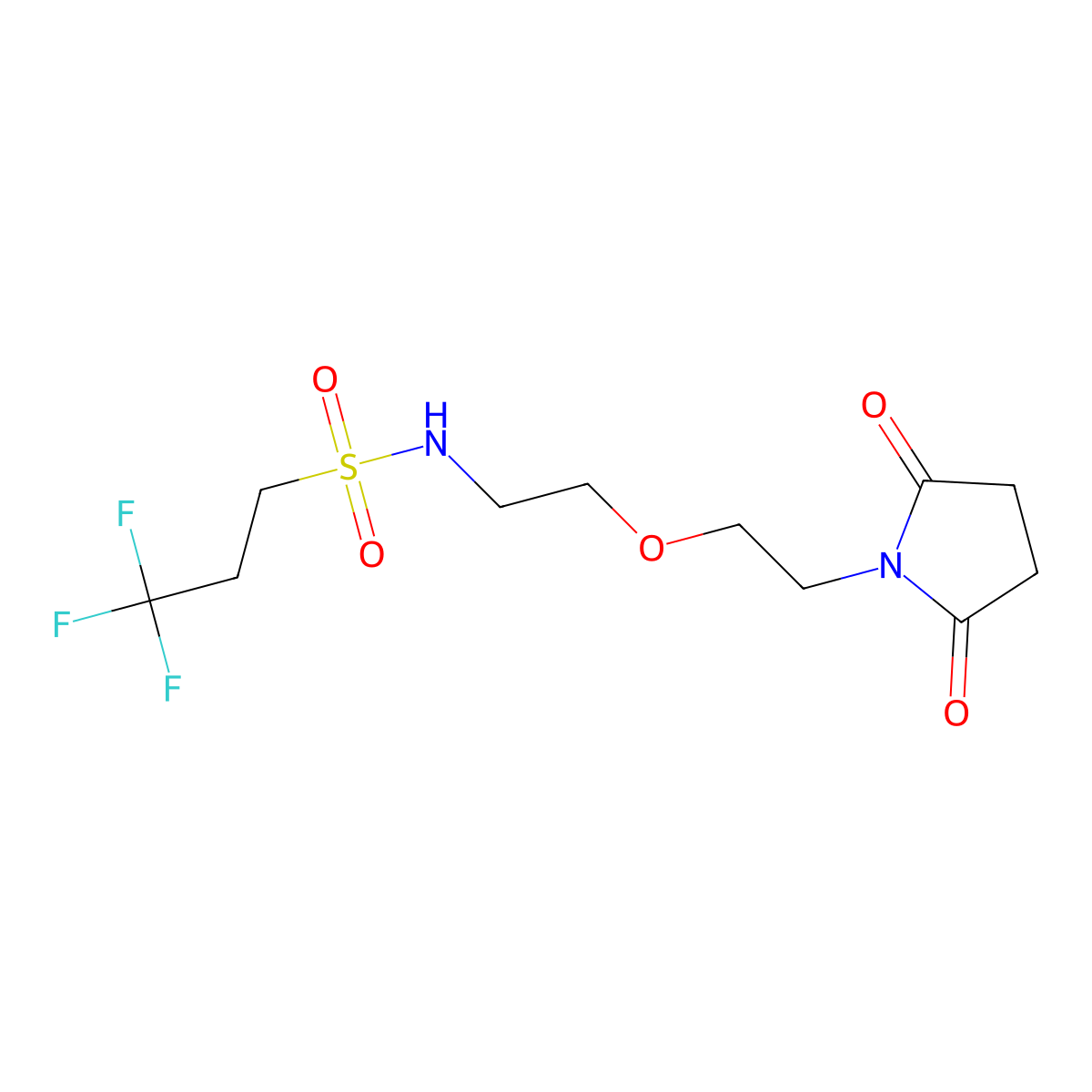 N-(2-(2-(2,5-dioxopyrrolidin-1-yl)ethoxy)ethyl)-3,3,3-trifluoropropane-1-sulfonamide molecular structure, CAS 2309554-26-3
