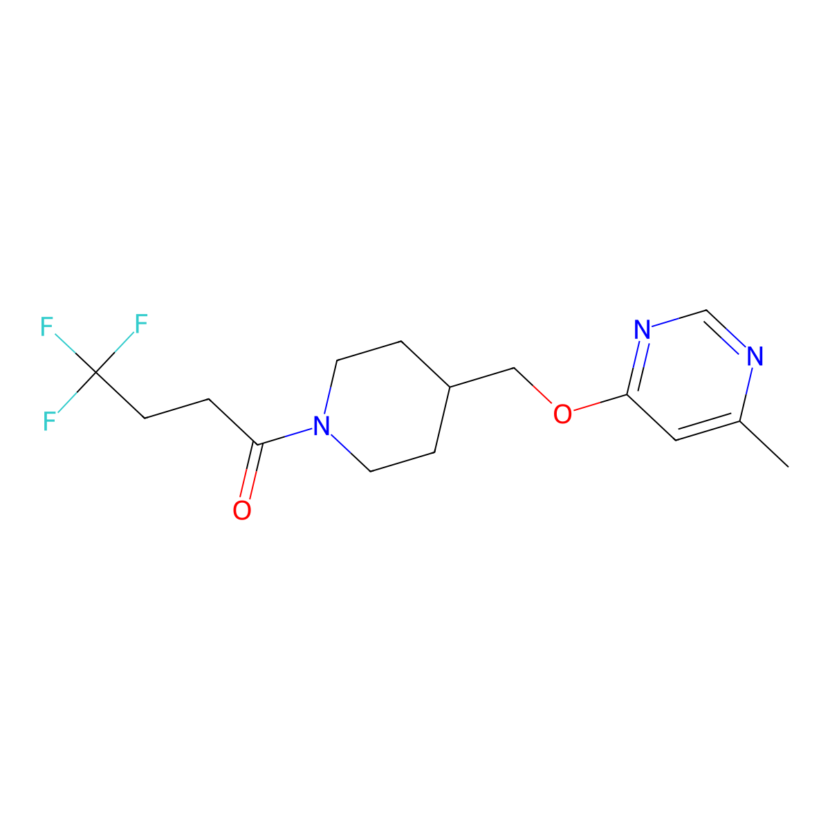 4,4,4-Trifluoro-1-(4-{[(6-methylpyrimidin-4-yl)oxy]methyl}piperidin-1-yl)butan-1-one molecular structure, CAS 2309554-32-1