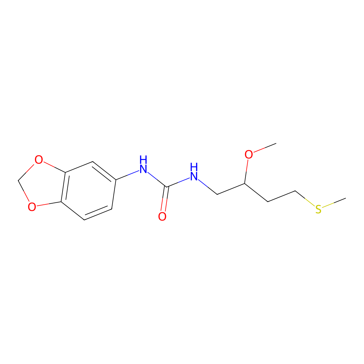 1-(2H-1,3-benzodioxol-5-yl)-3-[2-methoxy-4-(methylsulfanyl)butyl]urea molecular structure, CAS 2309554-44-5