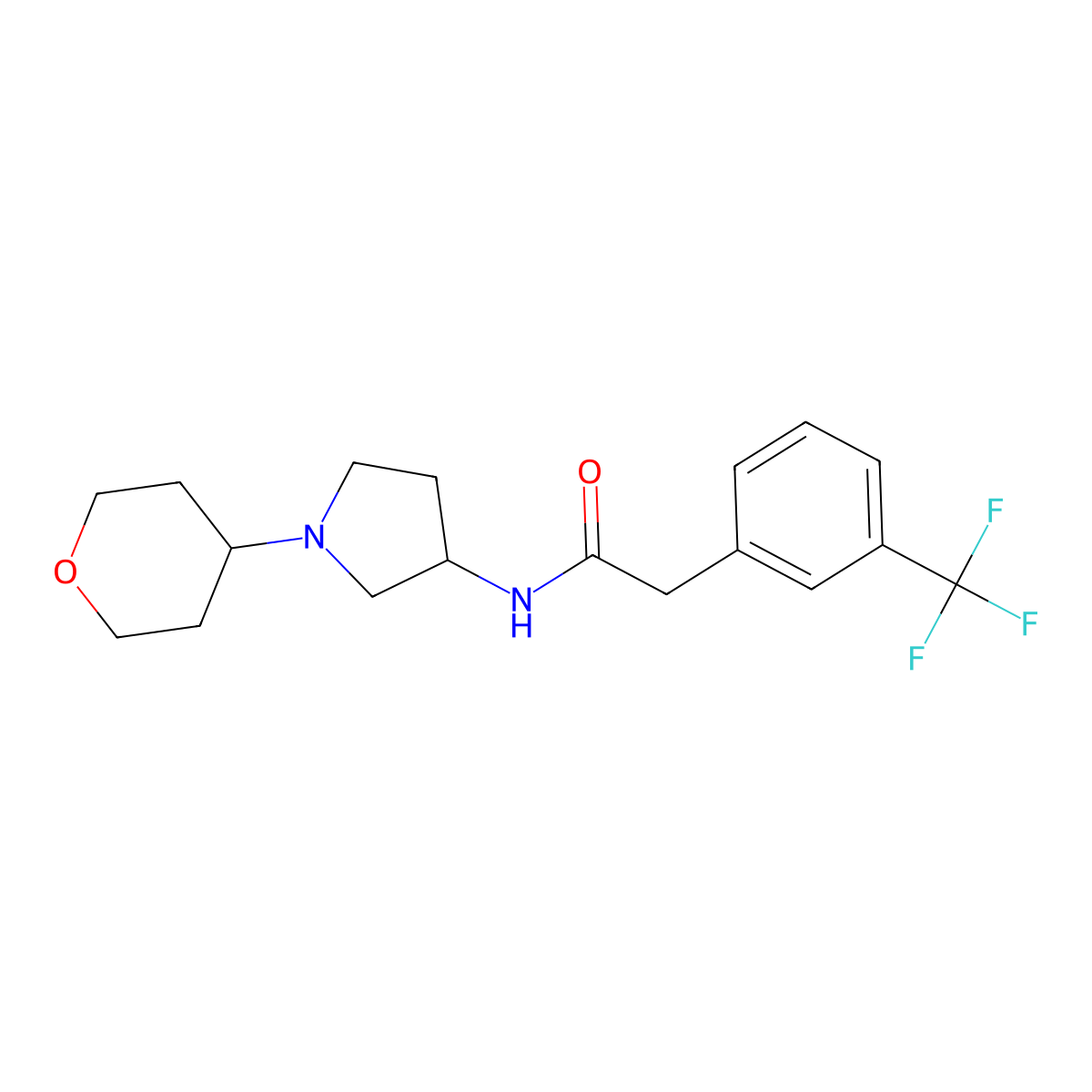 N-[1-(oxan-4-yl)pyrrolidin-3-yl]-2-[3-(trifluoromethyl)phenyl]acetamide molecular structure, CAS 2309554-48-9
