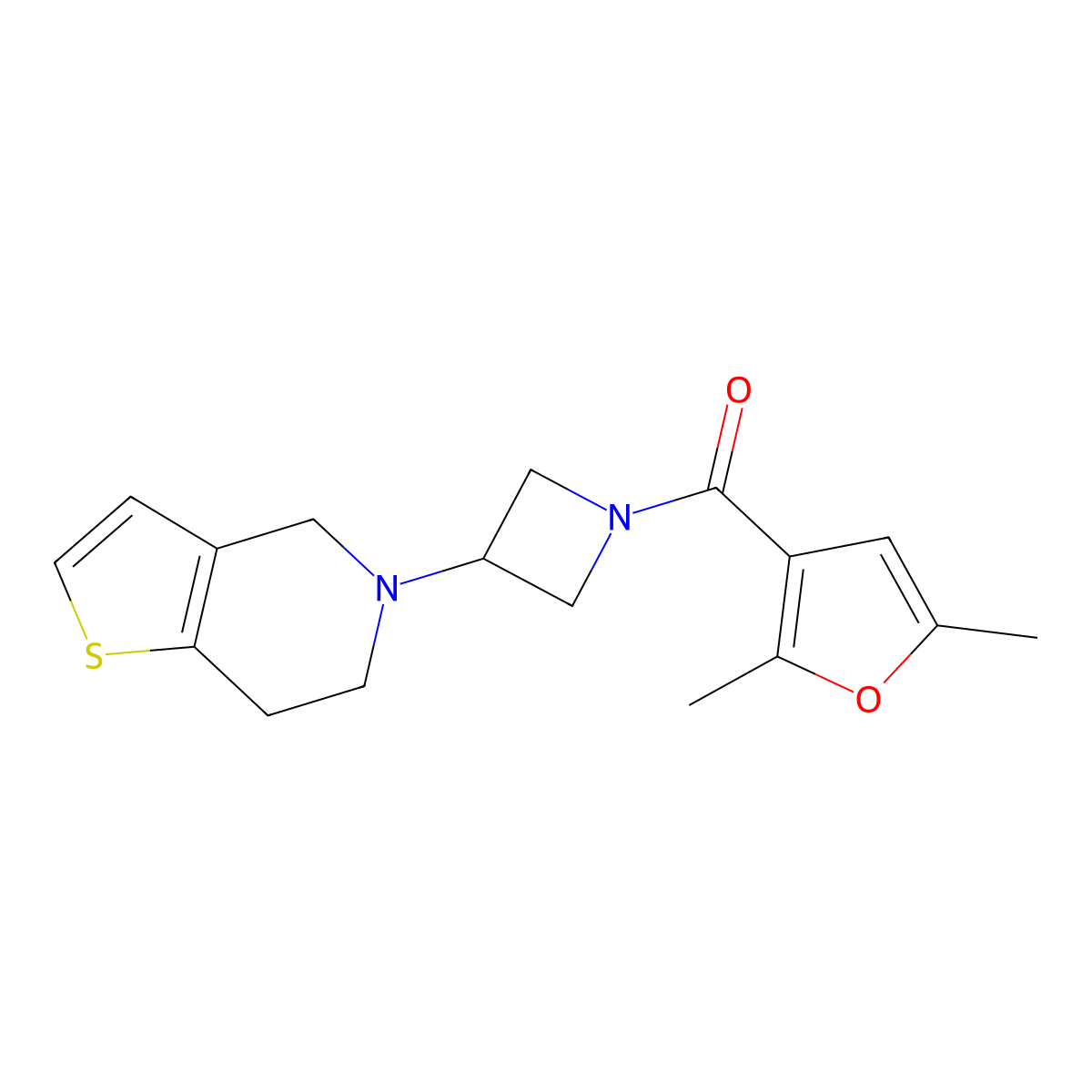 (3-(6,7-dihydrothieno[3,2-c]pyridin-5(4H)-yl)azetidin-1-yl)(2,5-dimethylfuran-3-yl)methanone molecular structure, CAS 2309554-65-0